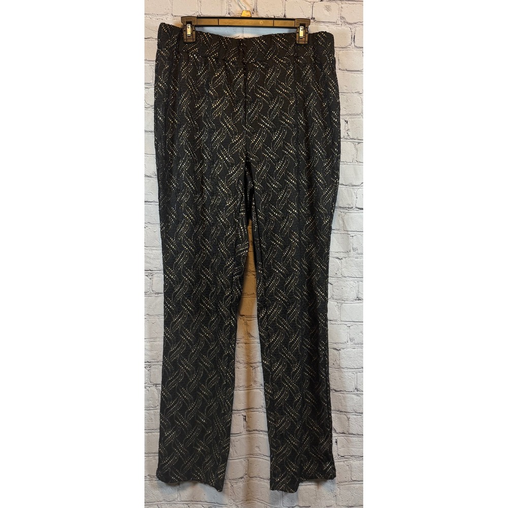 Ashley‎ Stewart 14/16 Black/Gold Textured Straight Leg Dress Pants Career Wear